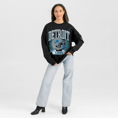 Gameday Couture Women's Oversized Victory Lane Black Label Premium Fleece Sweatshirt - Detroit Lions Sweatshirts