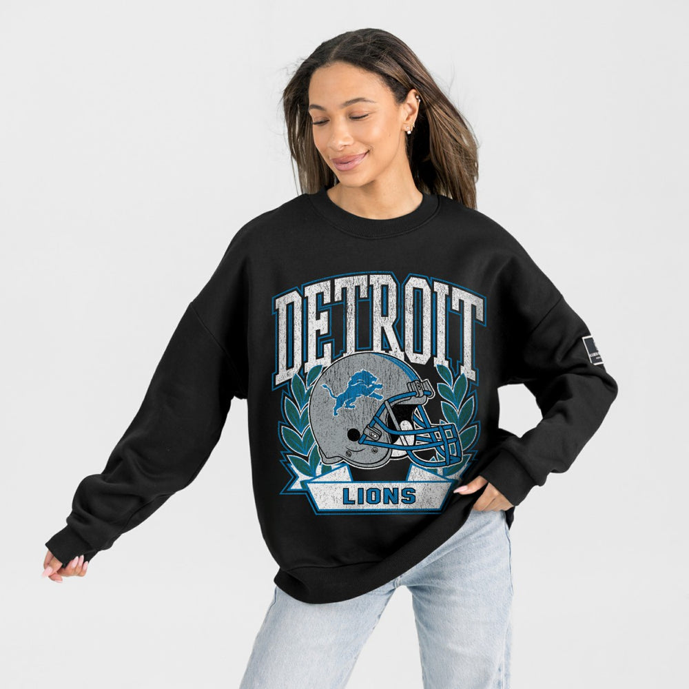 Gameday Couture Women's Oversized Victory Lane Black Label Premium Fleece Sweatshirt - Detroit Lions Sweatshirts