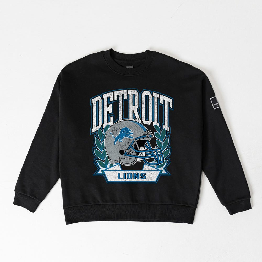 Gameday Couture Women's Oversized Victory Lane Black Label Premium Fleece Sweatshirt - Detroit Lions Sweatshirts