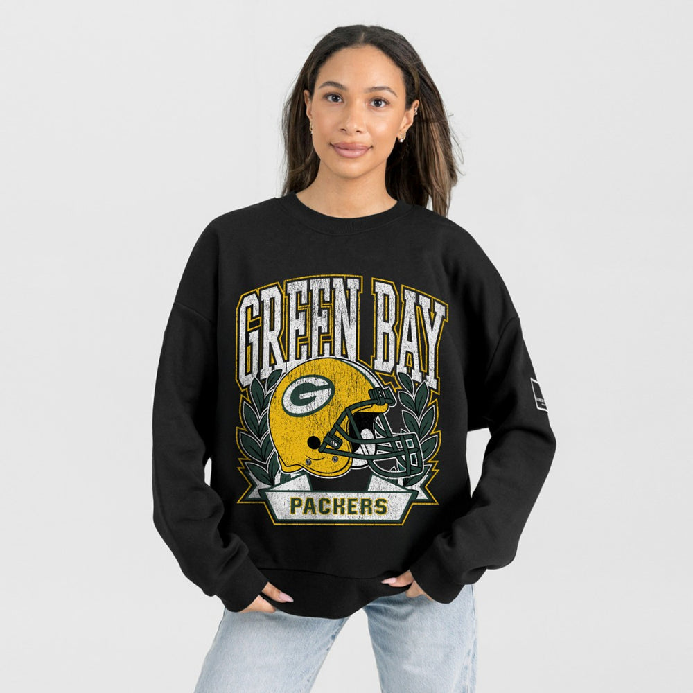 Gameday Couture Women's Oversized Victory Lane Black Label Premium Fleece Sweatshirt - Green Bay Packers Sweatshirts