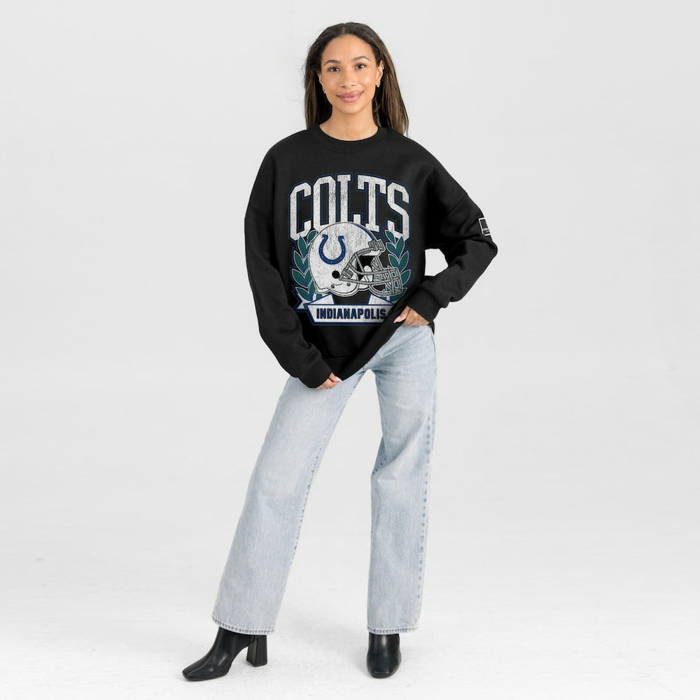 Gameday Couture Women's Oversized Victory Lane Black Label Premium Fleece Sweatshirt - Indianapolis Colts Sweatshirts