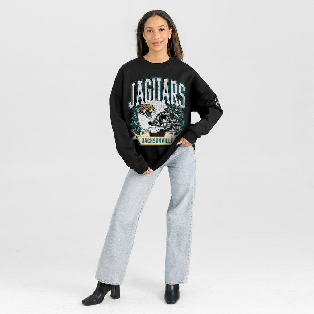 Gameday Couture Women's Oversized Victory Lane Black Label Premium Fleece Sweatshirt - Jacksonville Jaguars Sweatshirts