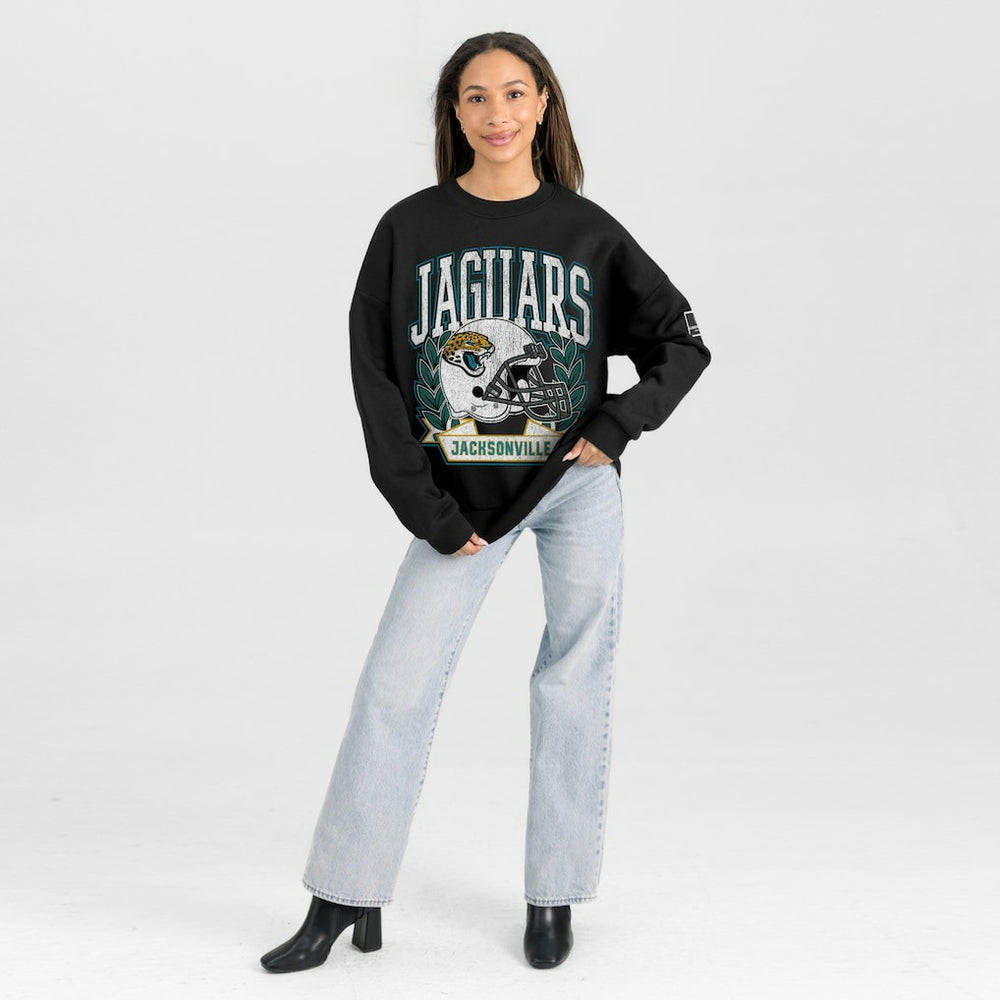 Gameday Couture Women's Oversized Victory Lane Black Label Premium Fleece Sweatshirt - Jacksonville Jaguars Sweatshirts