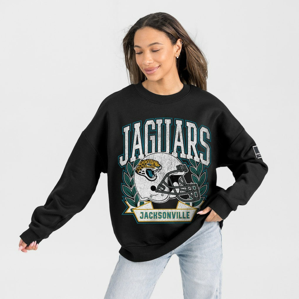 Gameday Couture Women's Oversized Victory Lane Black Label Premium Fleece Sweatshirt - Jacksonville Jaguars Sweatshirts