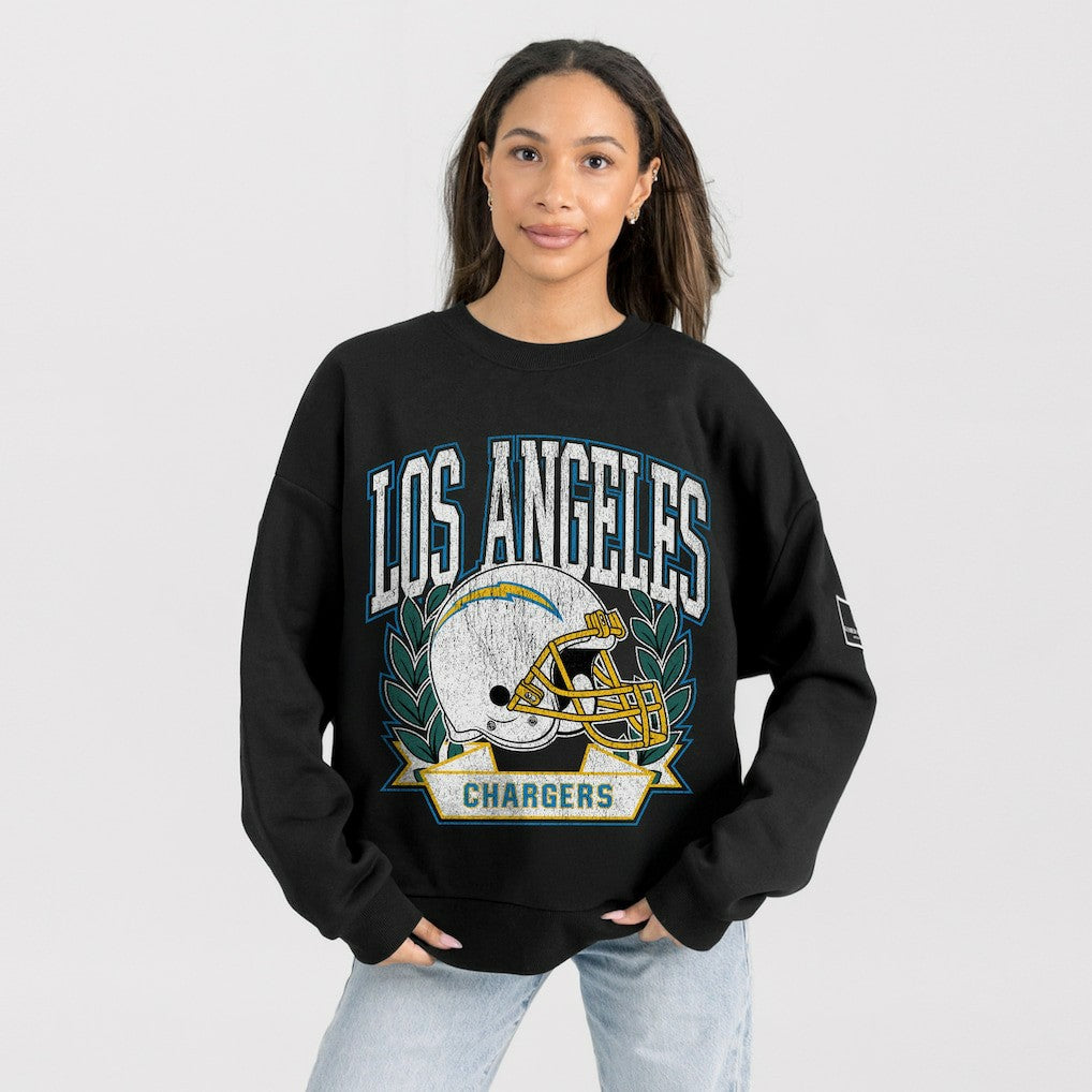 Gameday Couture Women's Oversized Victory Lane Black Label Premium Fleece Sweatshirt - Los Angeles Chargers Sweatshirts