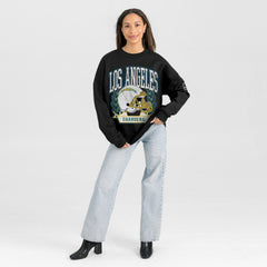 Gameday Couture Women's Oversized Victory Lane Black Label Premium Fleece Sweatshirt - Los Angeles Chargers Sweatshirts
