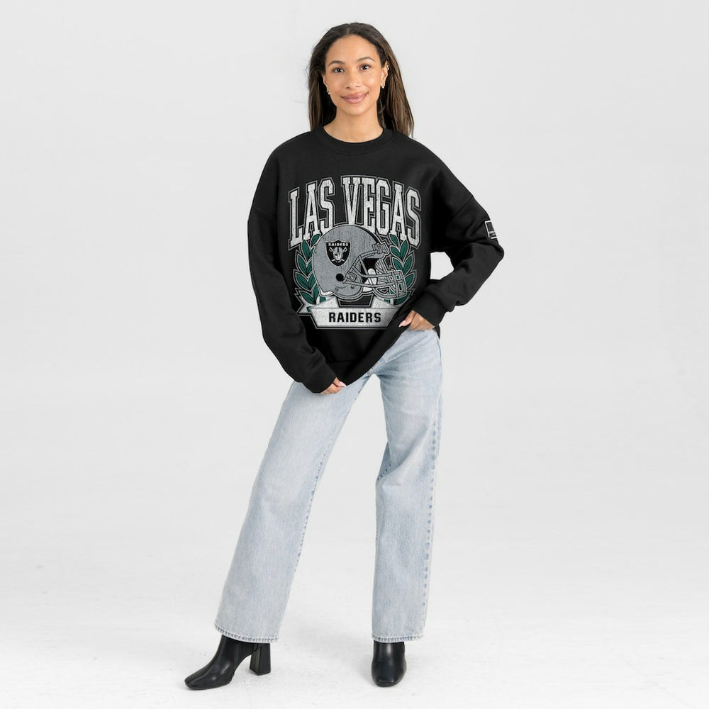 Gameday Couture Women's Oversized Victory Lane Black Label Premium Fleece Sweatshirt - Las Vegas Raiders Sweatshirts