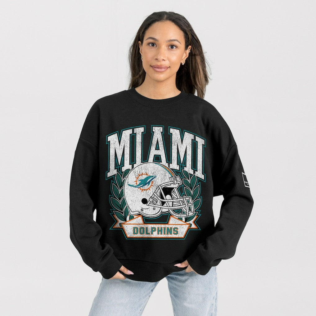 Gameday Couture Women's Oversized Victory Lane Black Label Premium Fleece Sweatshirt - Miami Dolphins Sweatshirts