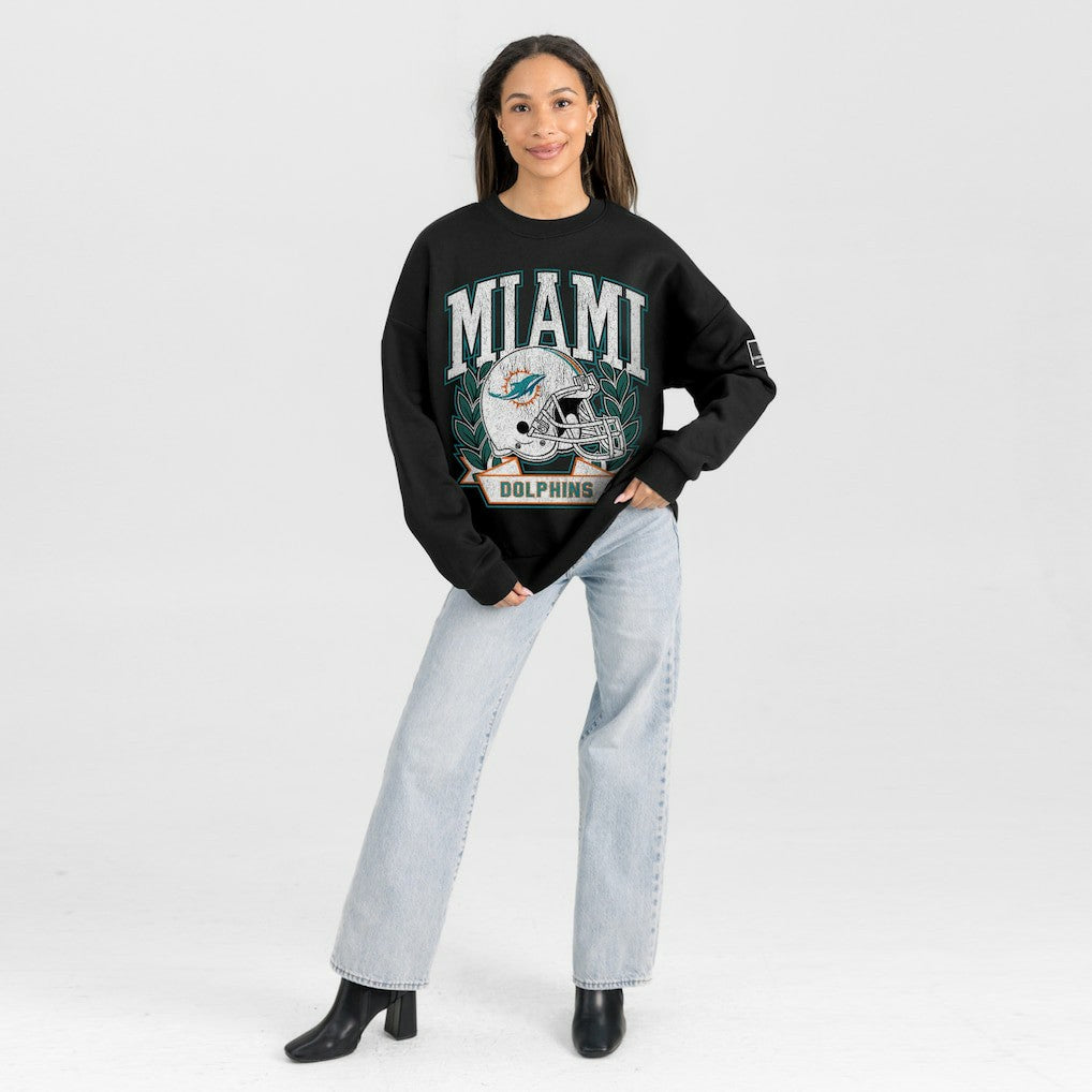 Gameday Couture Women's Oversized Victory Lane Black Label Premium Fleece Sweatshirt - Miami Dolphins Sweatshirts