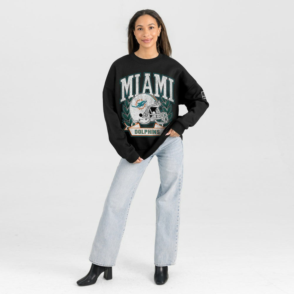 Gameday Couture Women's Oversized Victory Lane Black Label Premium Fleece Sweatshirt - Miami Dolphins Sweatshirts