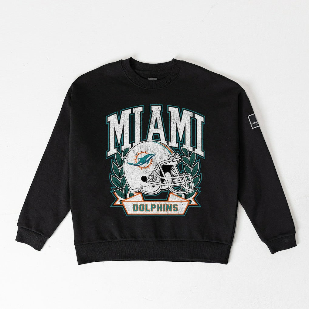 Gameday Couture Women's Oversized Victory Lane Black Label Premium Fleece Sweatshirt - Miami Dolphins Sweatshirts