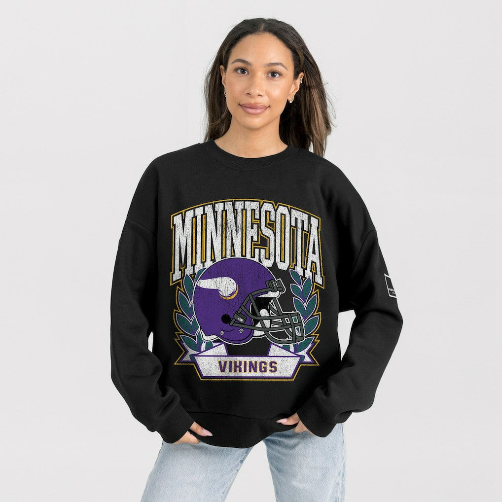 Gameday Couture Women's Oversized Victory Lane Black Label Premium Fleece Sweatshirt - Minnesota Vikings Sweatshirts