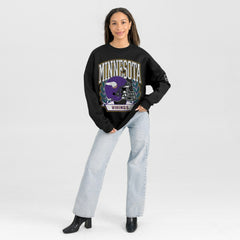 Gameday Couture Women's Oversized Victory Lane Black Label Premium Fleece Sweatshirt - Minnesota Vikings Sweatshirts