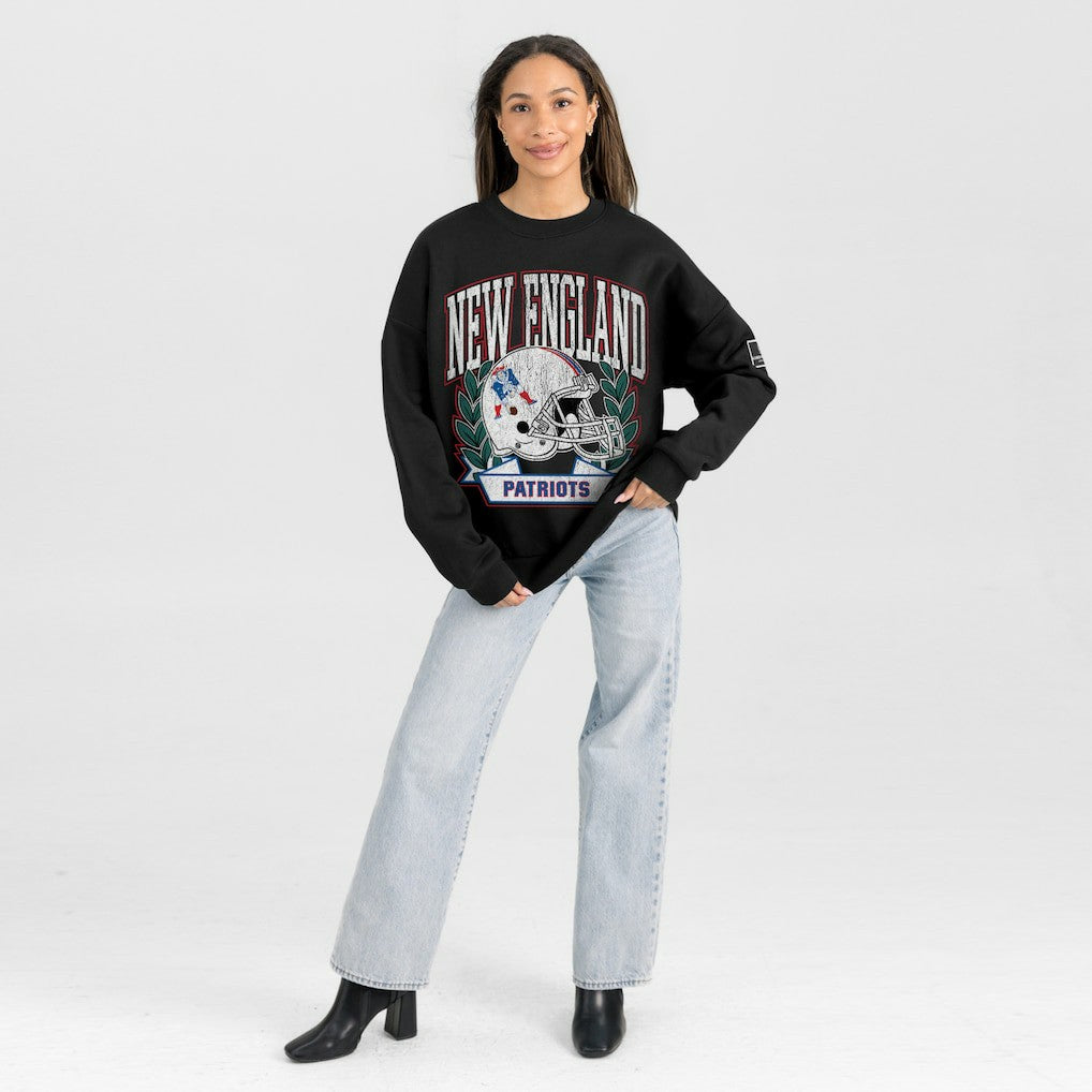 Gameday Couture Women's Oversized Victory Lane Black Label Premium Fleece Sweatshirt - New England Patriots Sweatshirts