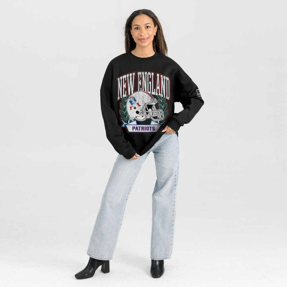 Gameday Couture Women's Oversized Victory Lane Black Label Premium Fleece Sweatshirt - New England Patriots Sweatshirts