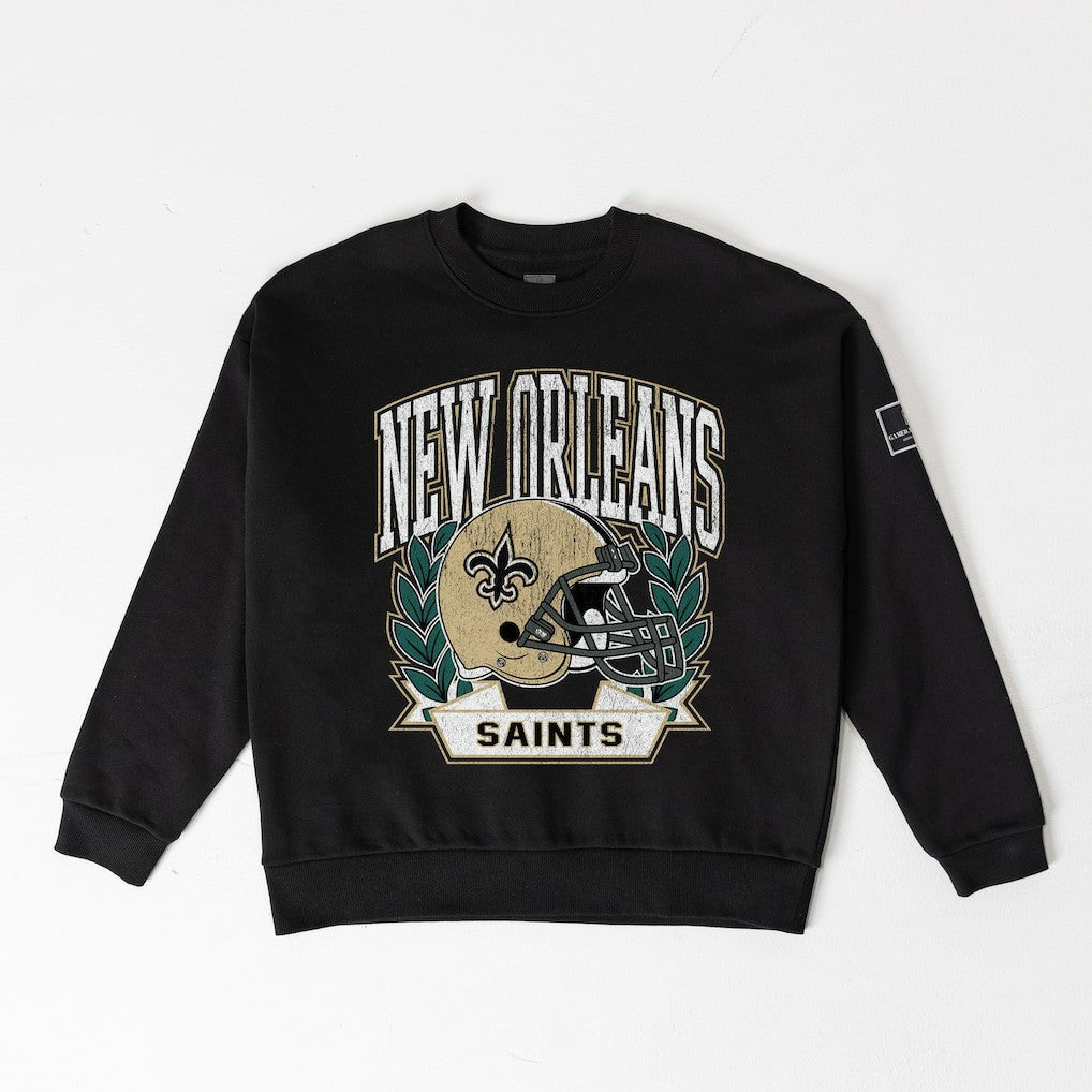 Gameday Couture Women's Oversized Victory Lane Black Label Premium Fleece Sweatshirt - New Orleans Saints Sweatshirts