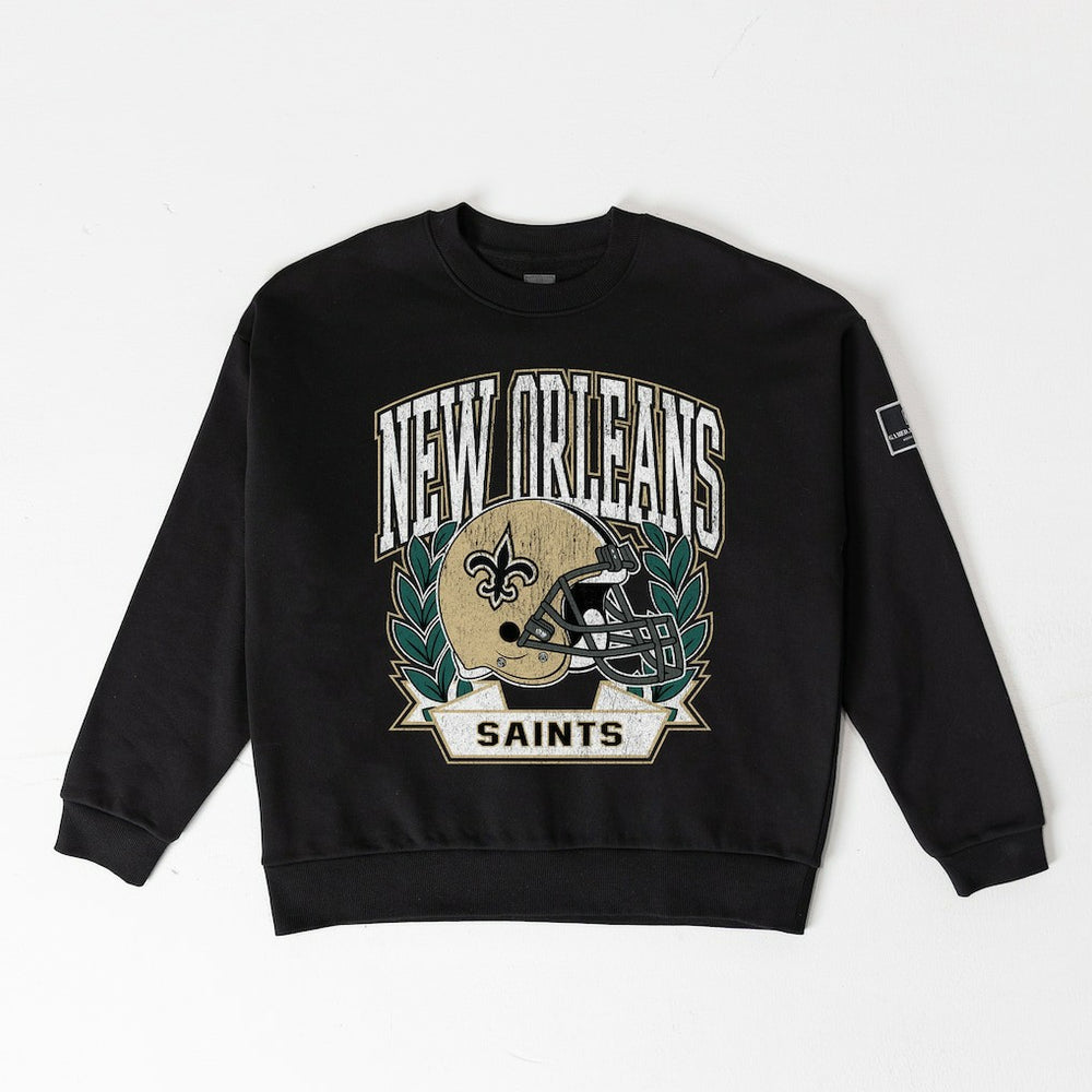 Gameday Couture Women's Oversized Victory Lane Black Label Premium Fleece Sweatshirt - New Orleans Saints Sweatshirts