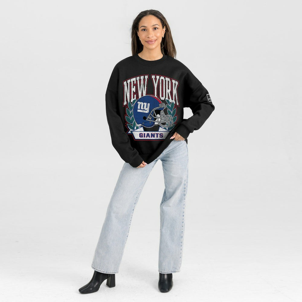 Gameday Couture Women's Oversized Victory Lane Black Label Premium Fleece Sweatshirt - New York Giants Sweatshirts