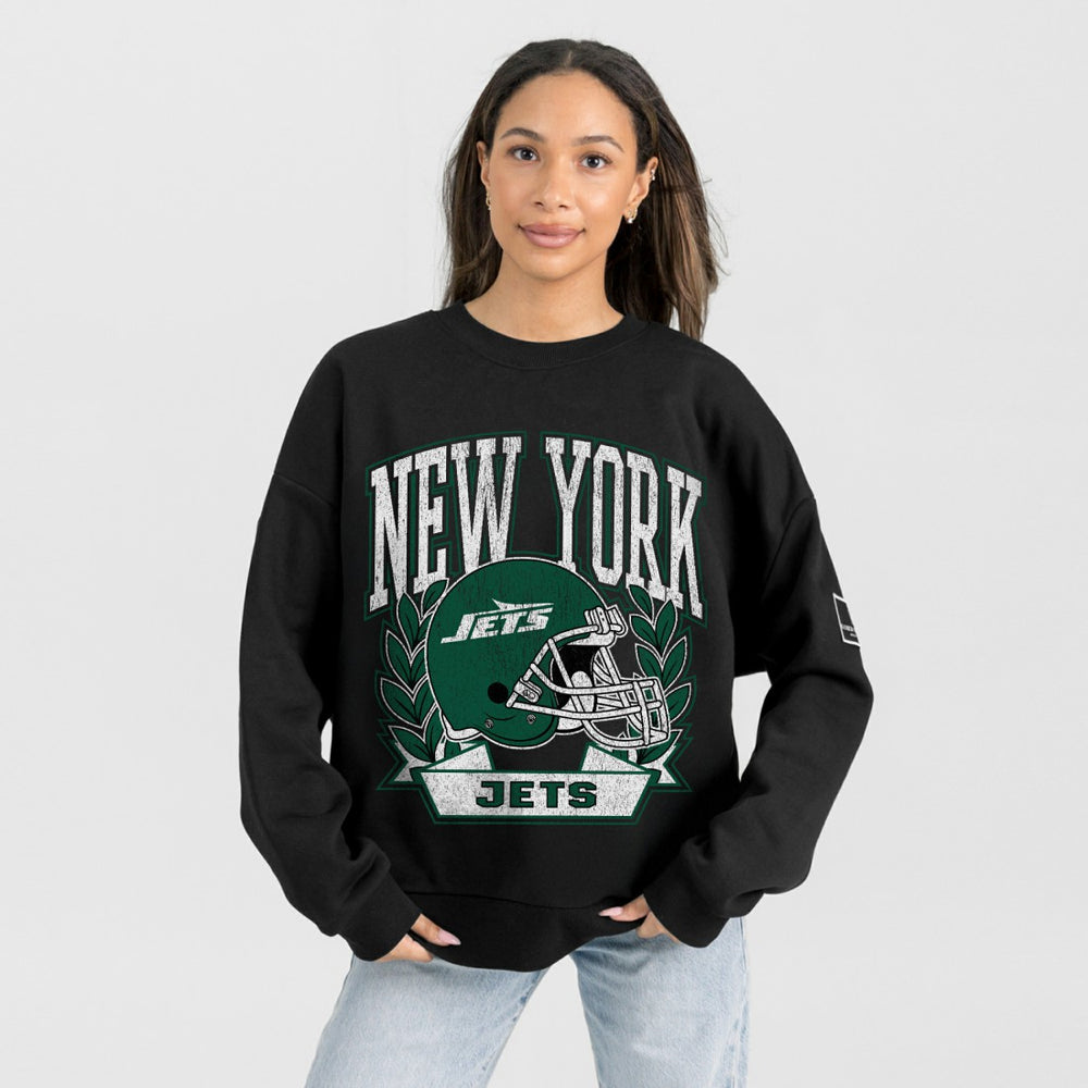 Gameday Couture Women's Oversized Victory Lane Black Label Premium Fleece Sweatshirt - New York Jets Sweatshirts