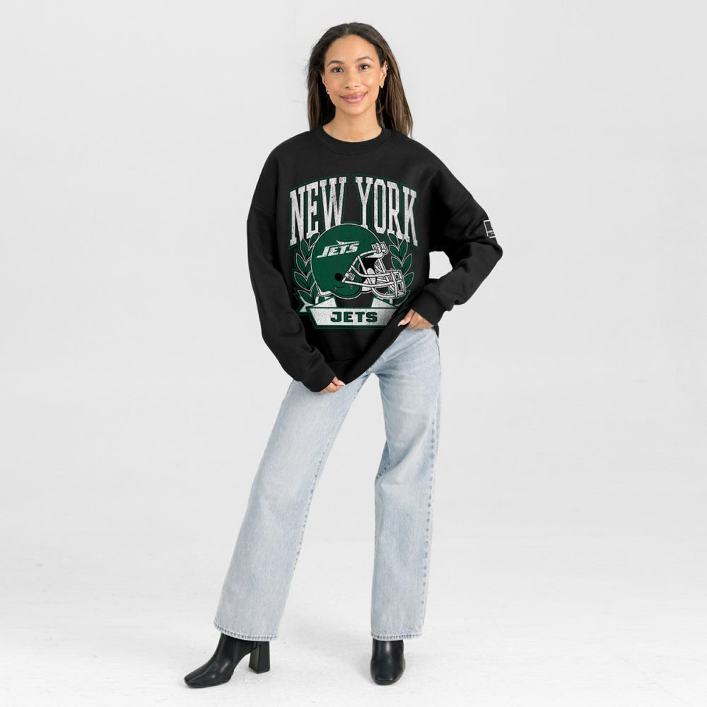 Gameday Couture Women's Oversized Victory Lane Black Label Premium Fleece Sweatshirt - New York Jets Sweatshirts