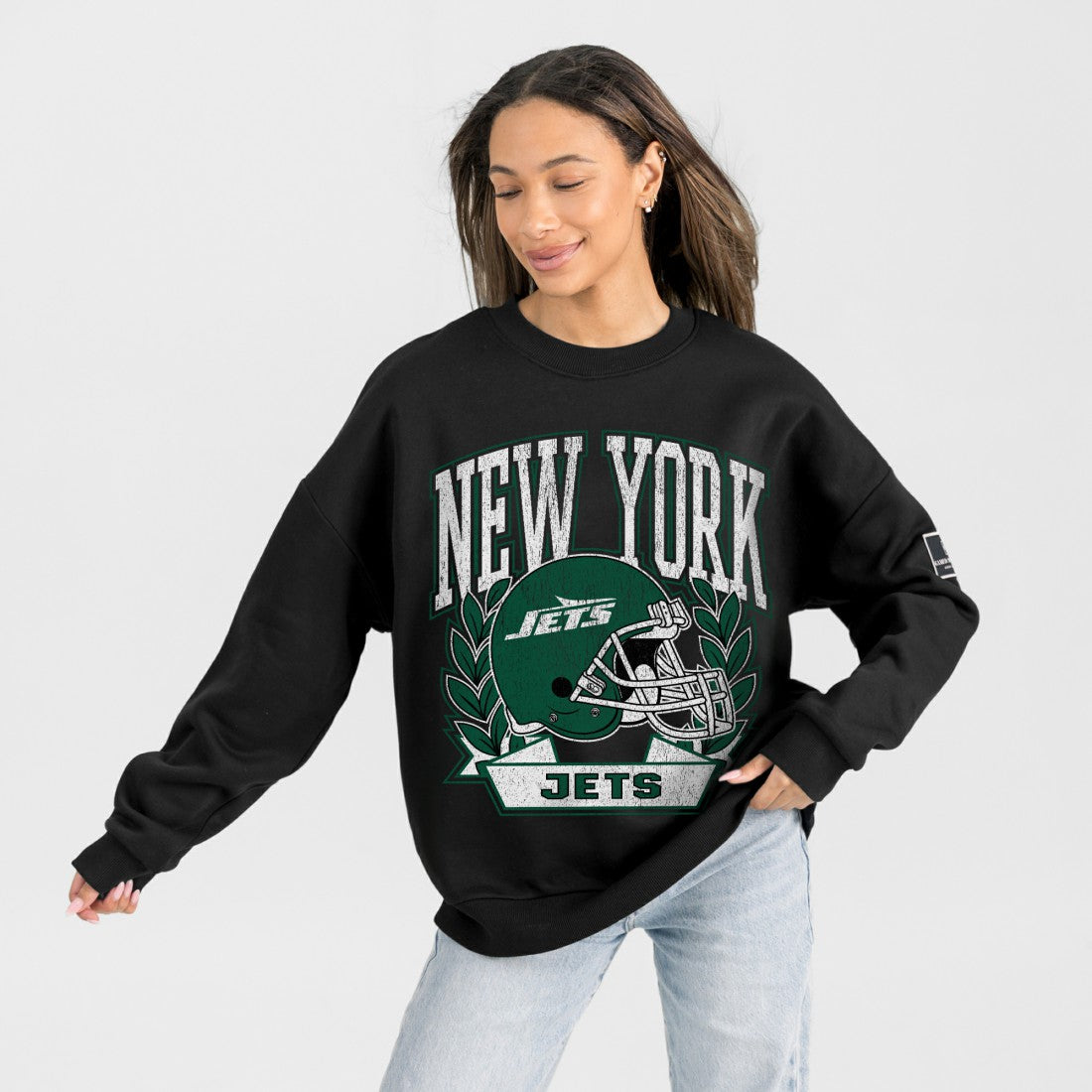Gameday Couture Women's Oversized Victory Lane Black Label Premium Fleece Sweatshirt - New York Jets Sweatshirts