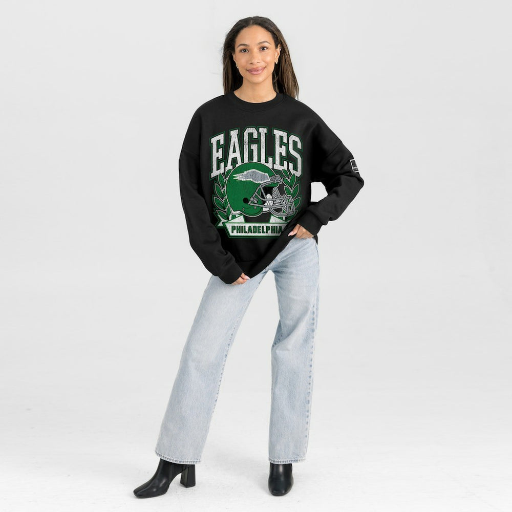 Gameday Couture Women's Oversized Victory Lane Black Label Premium Fleece Sweatshirt - Philadelphia Eagles Sweatshirts