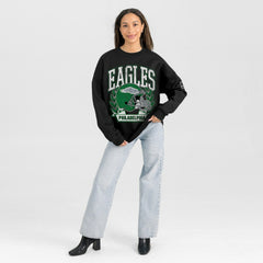 Gameday Couture Women's Oversized Victory Lane Black Label Premium Fleece Sweatshirt - Philadelphia Eagles Sweatshirts