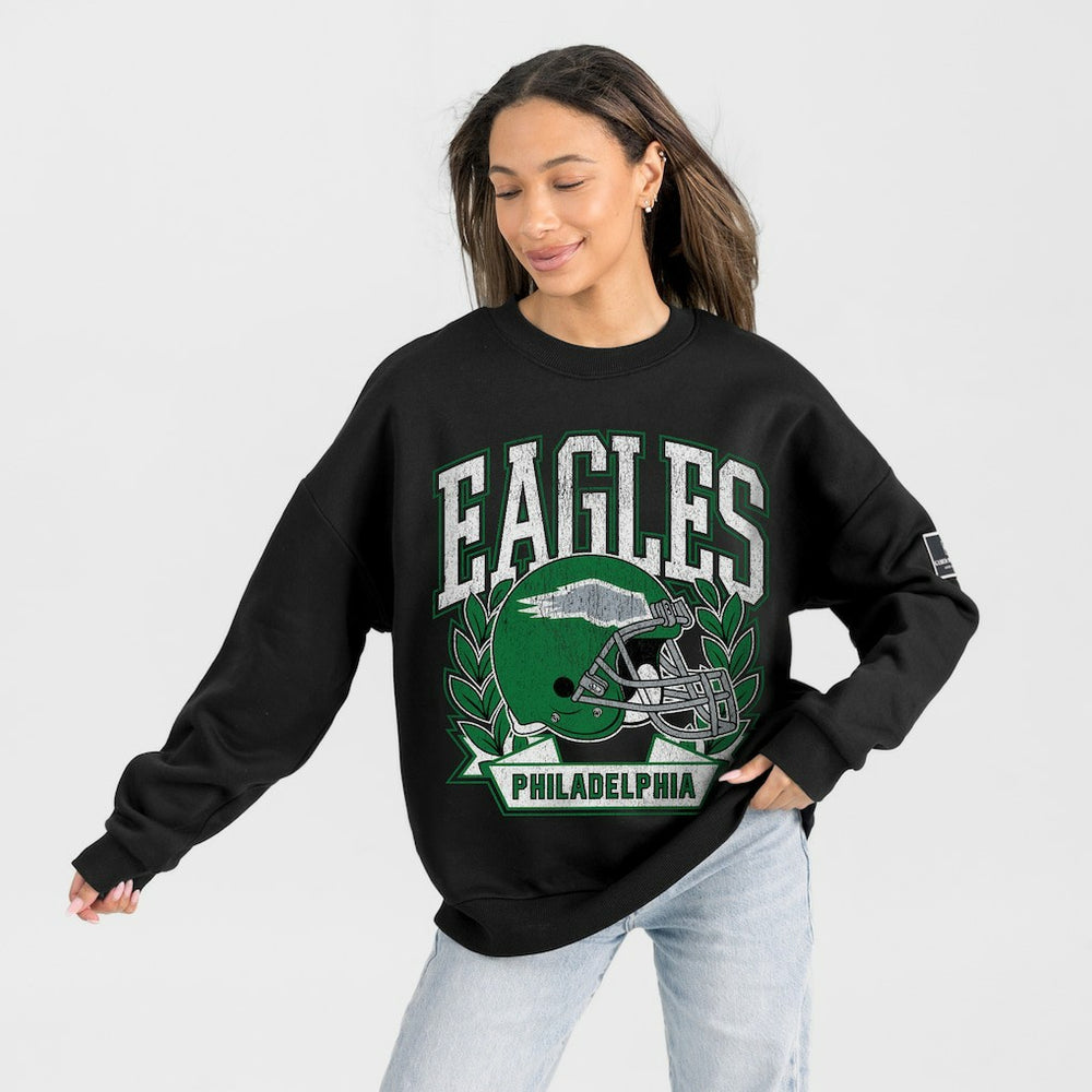 Gameday Couture Women's Oversized Victory Lane Black Label Premium Fleece Sweatshirt - Philadelphia Eagles Sweatshirts