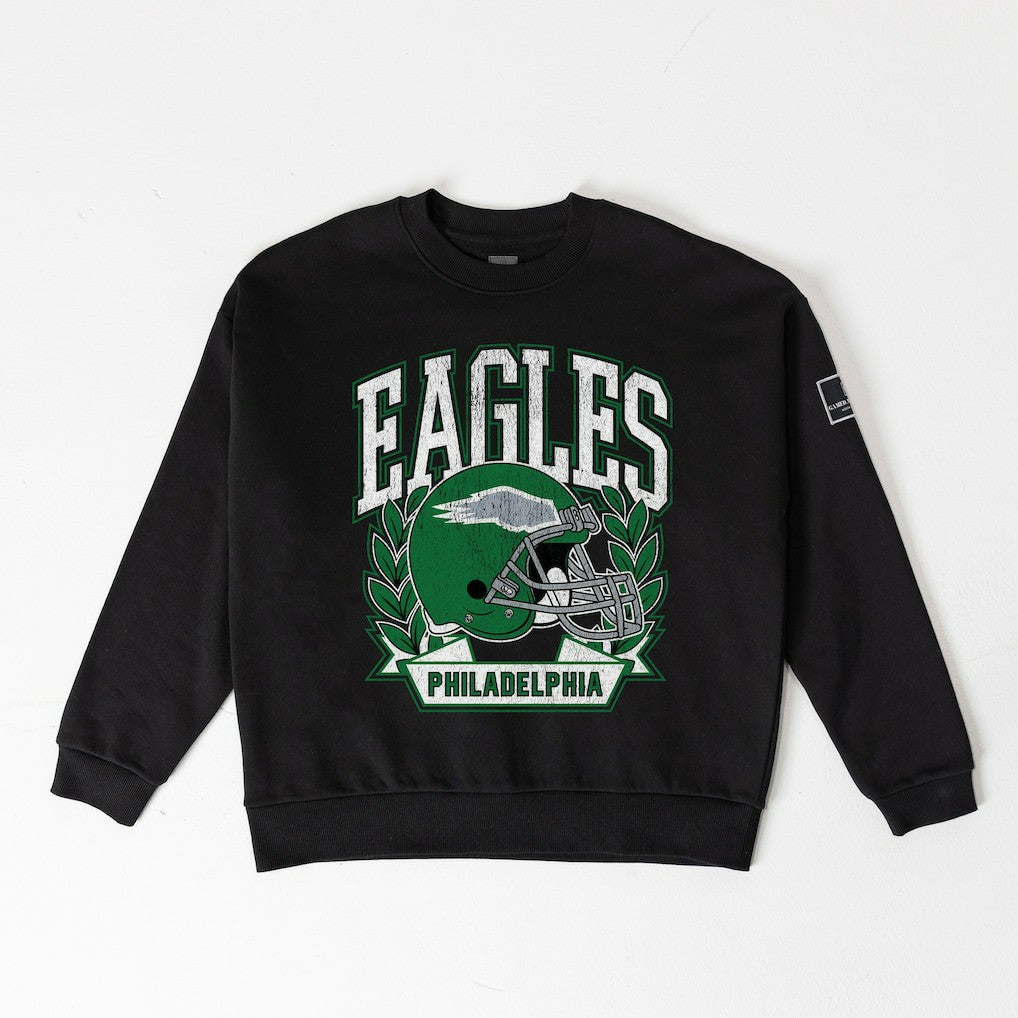 Gameday Couture Women's Oversized Victory Lane Black Label Premium Fleece Sweatshirt - Philadelphia Eagles Sweatshirts