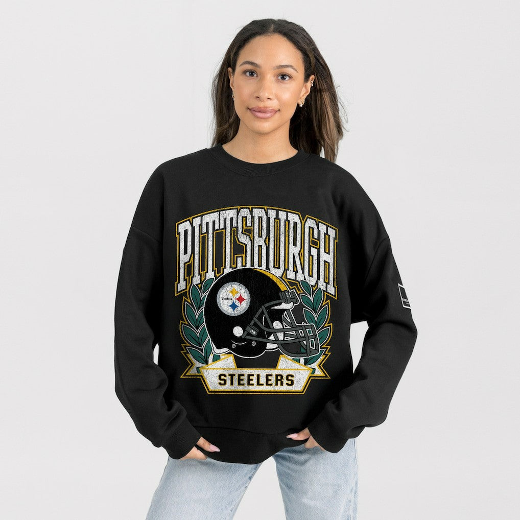 Gameday Couture Women's Oversized Victory Lane Black Label Premium Fleece Sweatshirt - Pittsburgh Steelers Sweatshirts