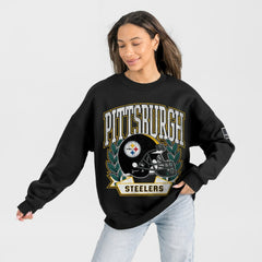 Gameday Couture Women's Oversized Victory Lane Black Label Premium Fleece Sweatshirt - Pittsburgh Steelers Sweatshirts