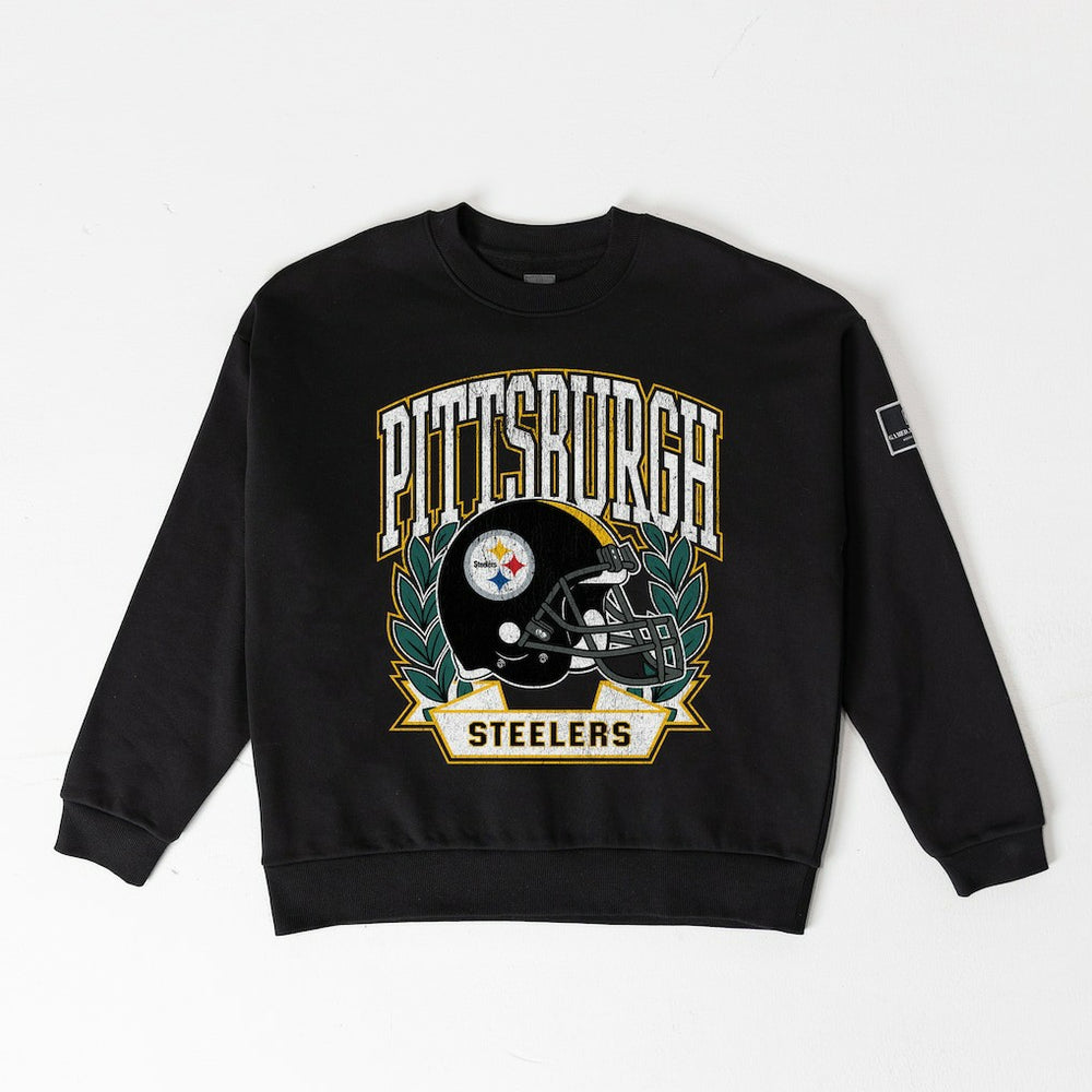 Gameday Couture Women's Oversized Victory Lane Black Label Premium Fleece Sweatshirt - Pittsburgh Steelers Sweatshirts