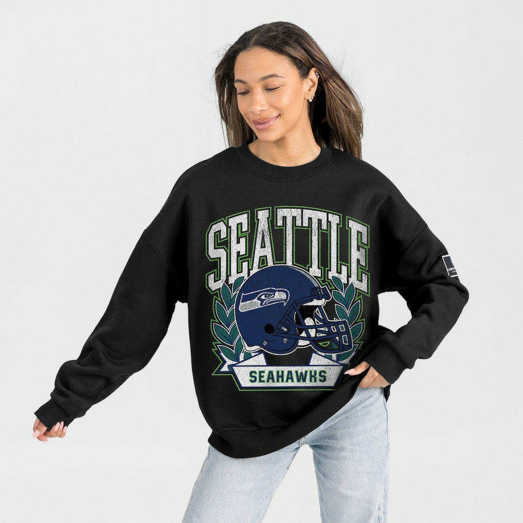 Gameday Couture Women's Oversized Victory Lane Black Label Premium Fleece Sweatshirt - Seattle Seahawks Sweatshirts