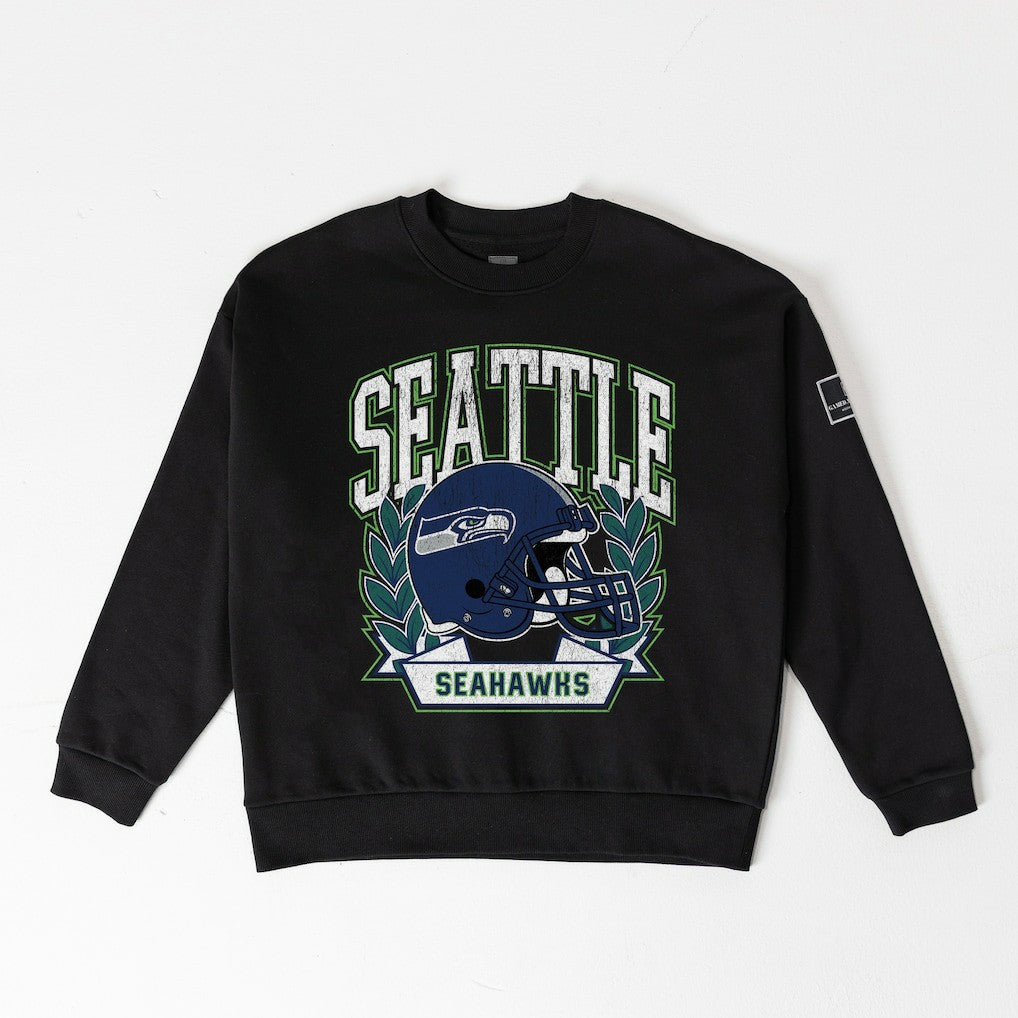 Gameday Couture Women's Oversized Victory Lane Black Label Premium Fleece Sweatshirt - Seattle Seahawks Sweatshirts