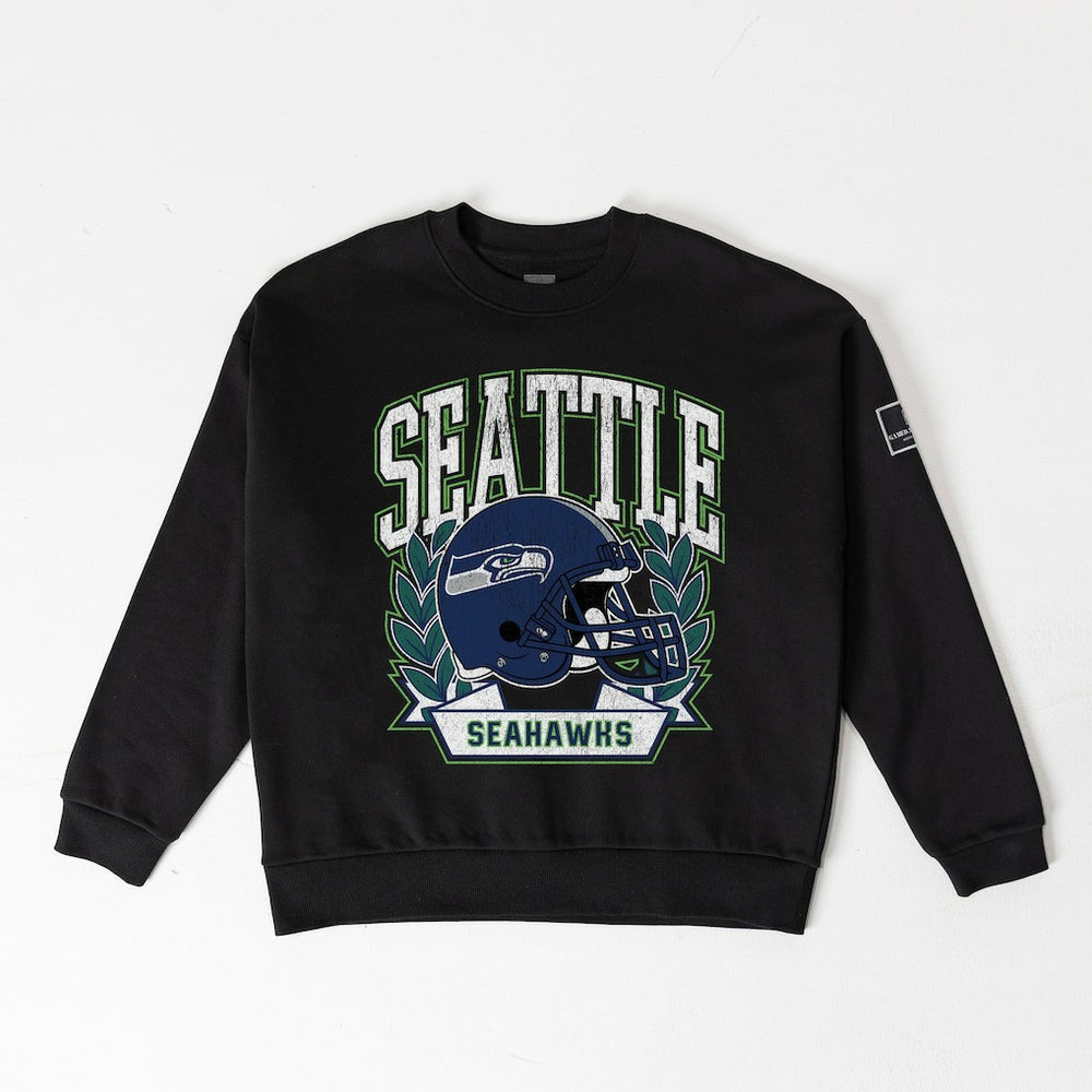 Gameday Couture Women's Oversized Victory Lane Black Label Premium Fleece Sweatshirt - Seattle Seahawks Sweatshirts