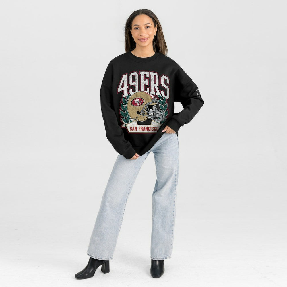 Gameday Couture Women's Oversized Victory Lane Black Label Premium Fleece Sweatshirt - San Francisco 49ers Sweatshirts