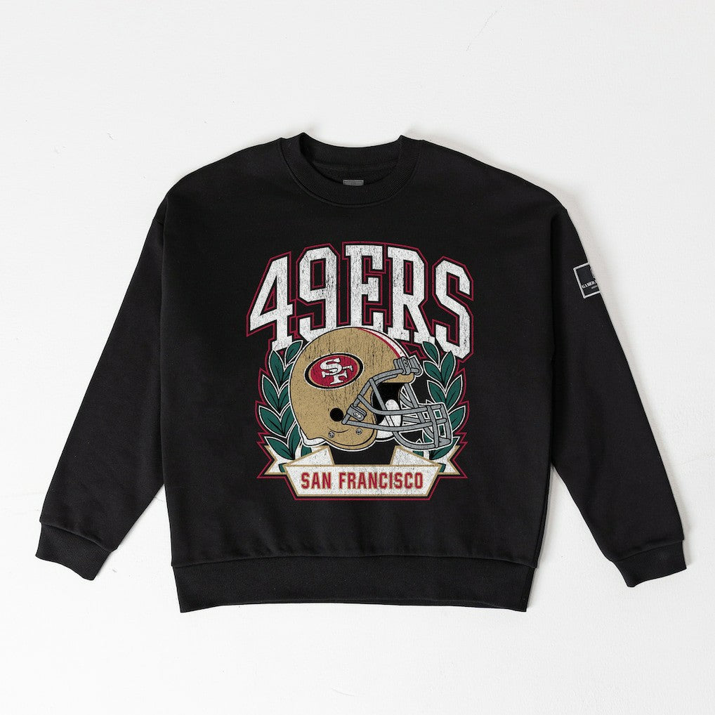 Gameday Couture Women's Oversized Victory Lane Black Label Premium Fleece Sweatshirt - San Francisco 49ers Sweatshirts