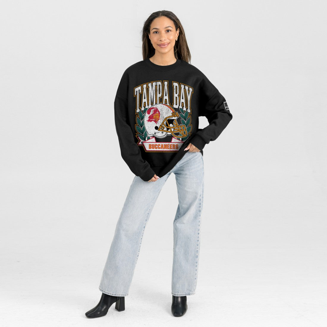 Gameday Couture Women's Oversized Victory Lane Black Label Premium Fleece Sweatshirt - Tampa Bay Buccaneers Sweatshirts