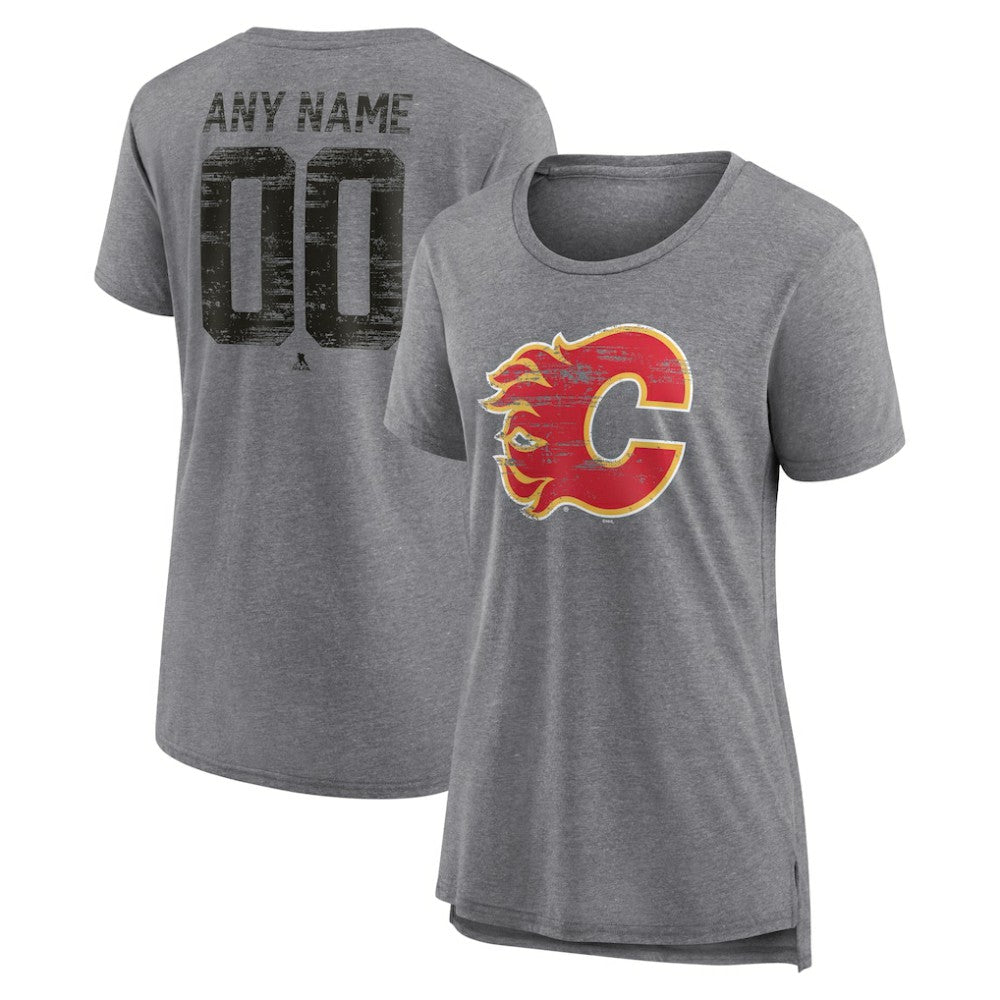 NHL Calgary Flames Women's Heritage Custom Tri-Blend T-Shirt