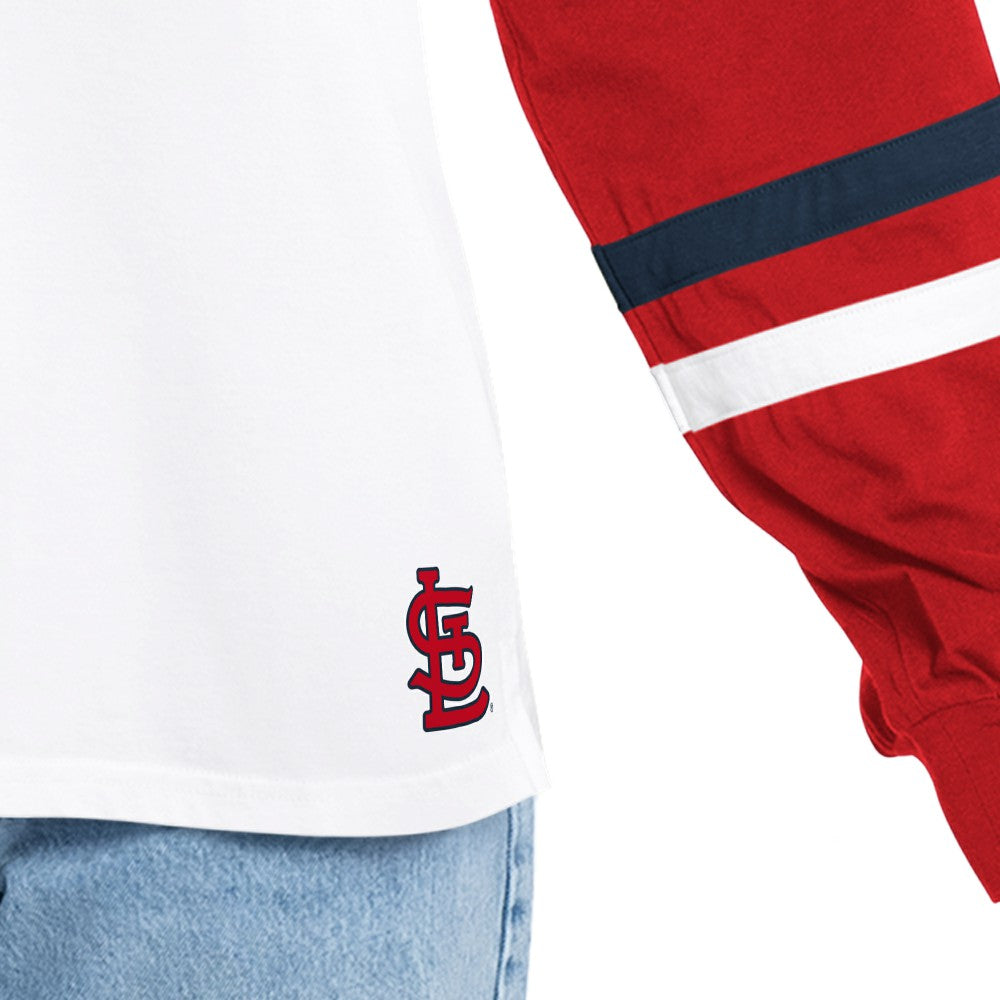 White/Red St. Louis Cardinals G-III 4Her by Carl Banks Women's Key Player Oversized Hooded Long Sleeve T-Shirt