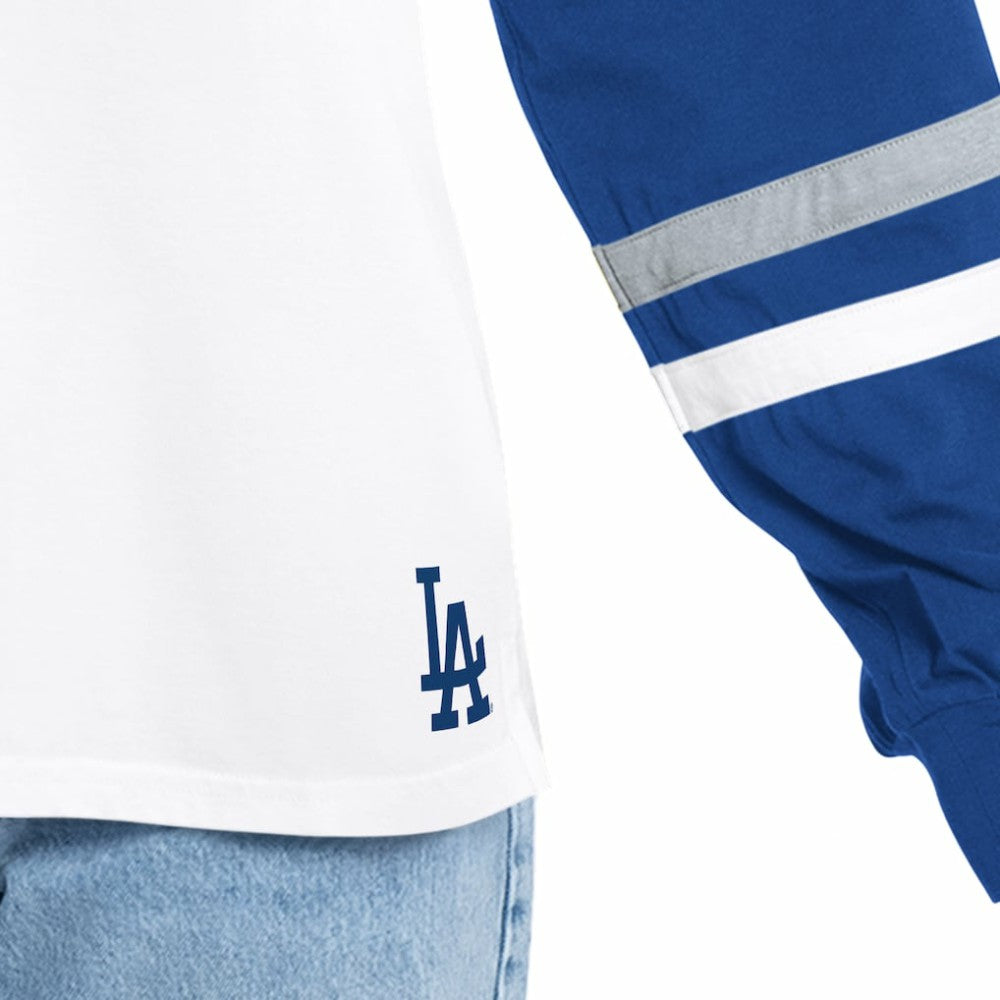 White/Royal Los Angeles Dodgers G-III 4Her by Carl Banks Women's Key Player Oversized Hooded Long Sleeve T-Shirt