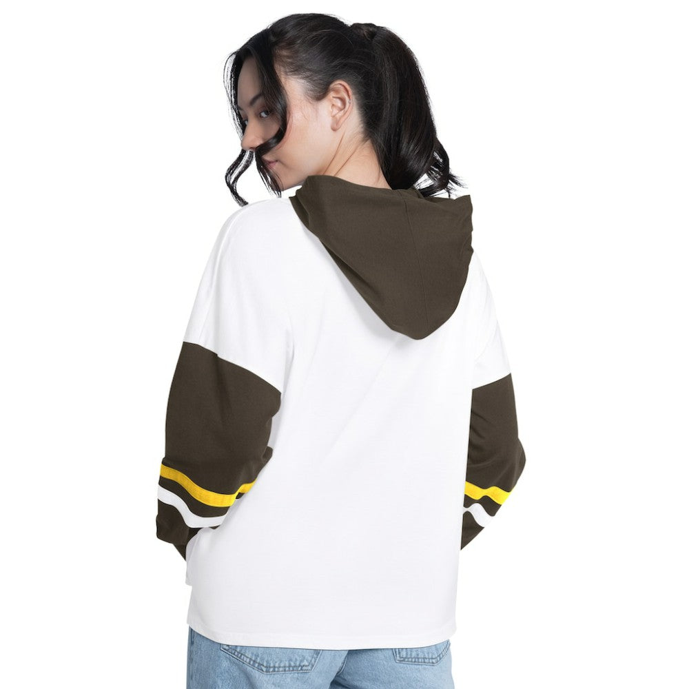 White/Brown San Diego Padres G-III 4Her by Carl Banks Women's Key Player Oversized Hooded Long Sleeve T-Shirt