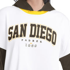 White/Brown San Diego Padres G-III 4Her by Carl Banks Women's Key Player Oversized Hooded Long Sleeve T-Shirt