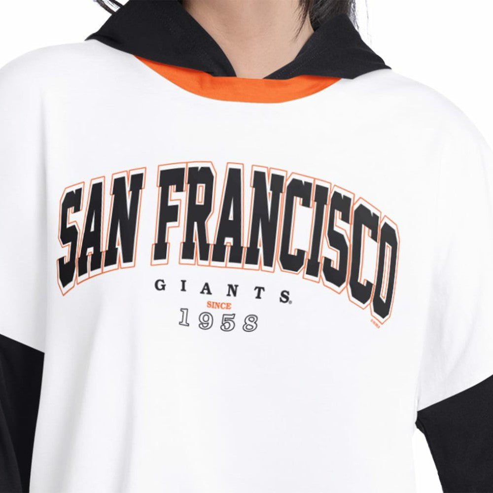 White/Black San Francisco Giants G-III 4Her by Carl Banks Women's Key Player Oversized Hooded Long Sleeve T-Shirt