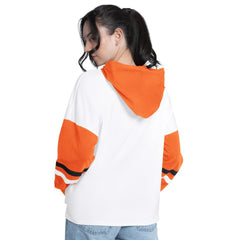 White/Orange Baltimore Orioles G-III 4Her by Carl Banks Women's Key Player Oversized Hooded Long Sleeve T-Shirt