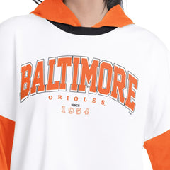 White/Orange Baltimore Orioles G-III 4Her by Carl Banks Women's Key Player Oversized Hooded Long Sleeve T-Shirt