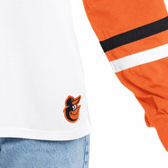 White/Orange Baltimore Orioles G-III 4Her by Carl Banks Women's Key Player Oversized Hooded Long Sleeve T-Shirt