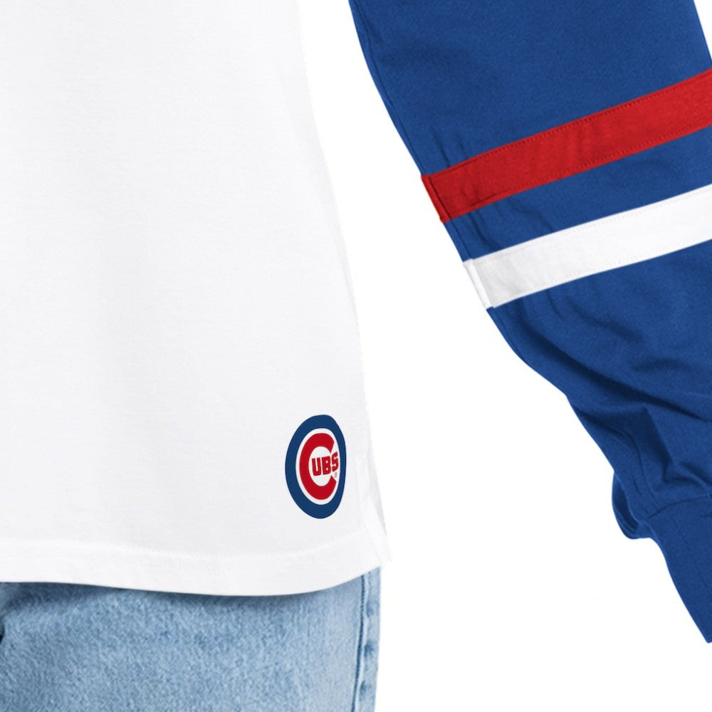White/Royal Chicago Cubs G-III 4Her by Carl Banks Women's Key Player Oversized Hooded Long Sleeve T-Shirt