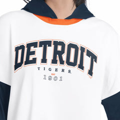 White/Navy Detroit Tigers G-III 4Her by Carl Banks Women's Key Player Oversized Hooded Long Sleeve T-Shirt