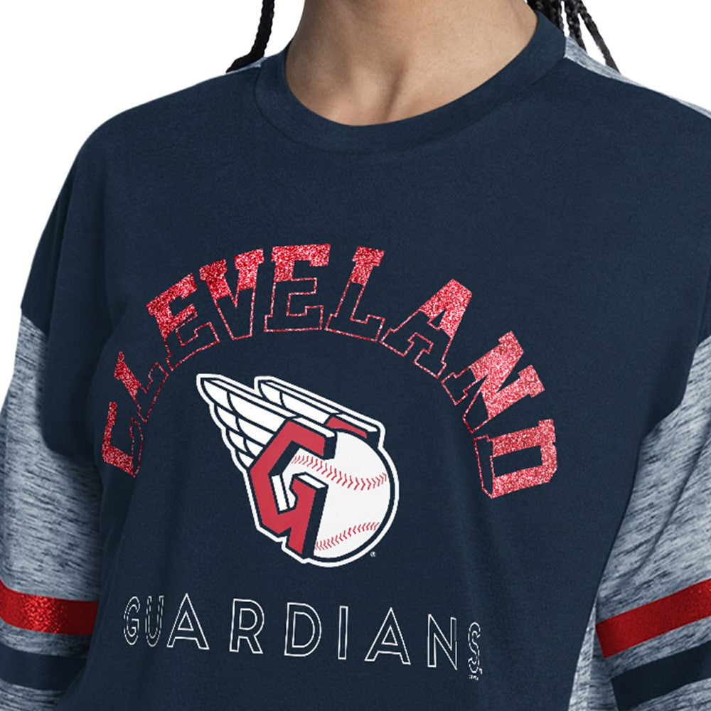 Navy Cleveland Guardians G-III 4Her by Carl Banks Women's Off-Season Oversized Top